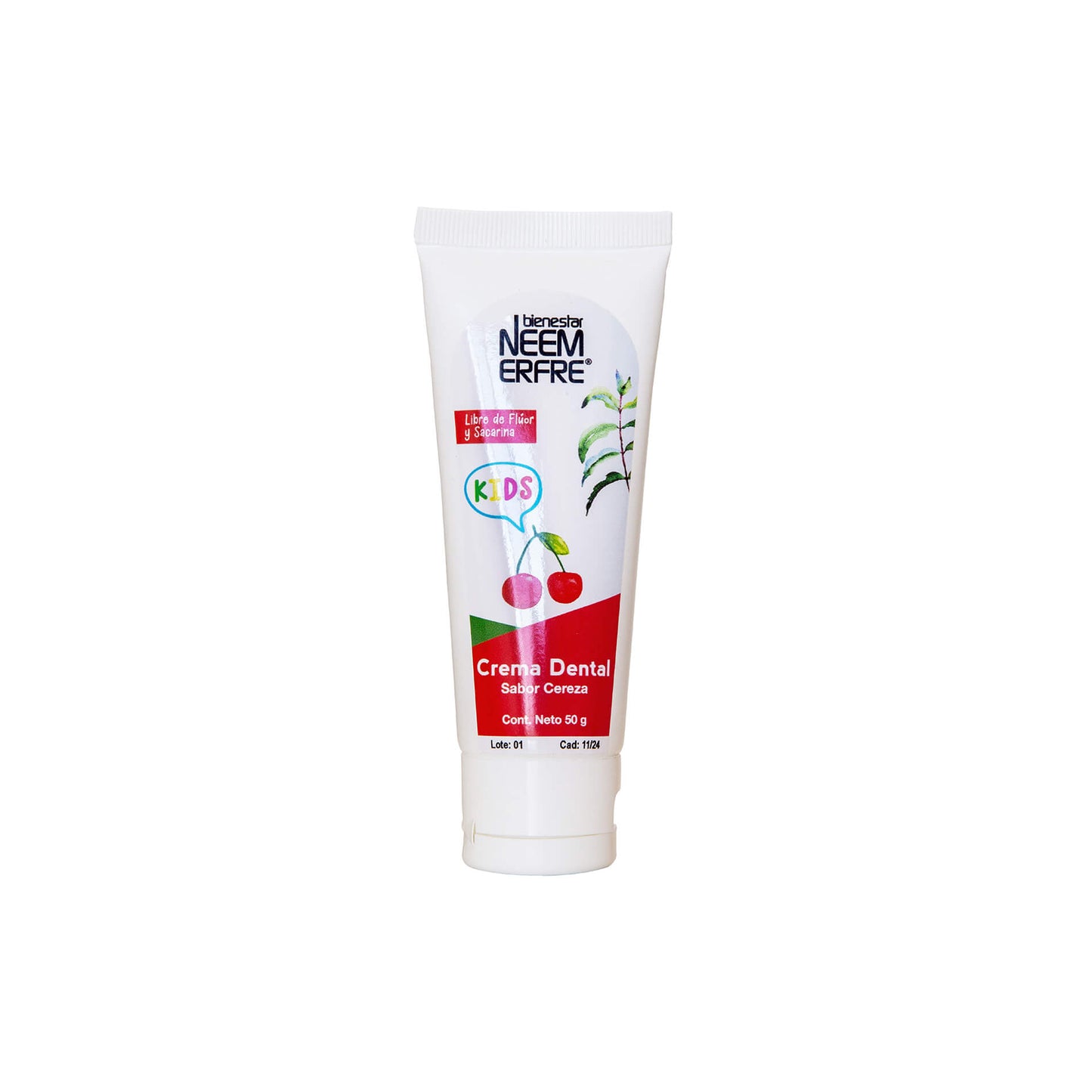 Crema dental infantil sabor cereza para niños