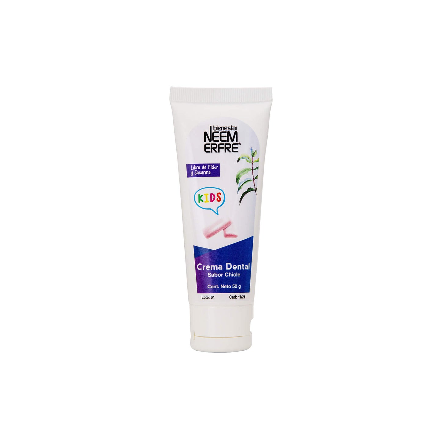 Crema dental infantil sabor chicle para niños