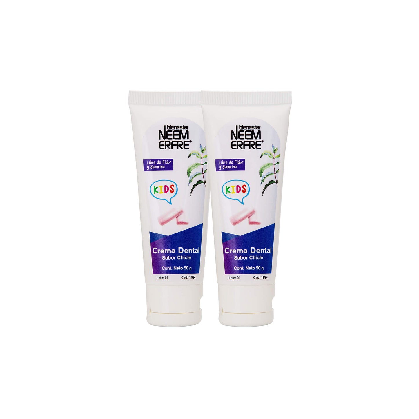 Crema dental infantil sabor chicle para niños
