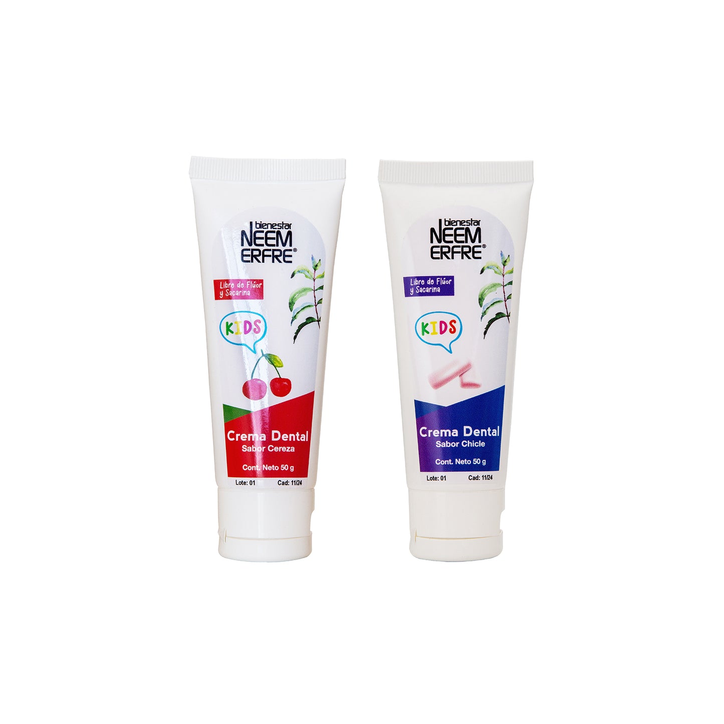 Crema dental infantil sabor chicle para niños