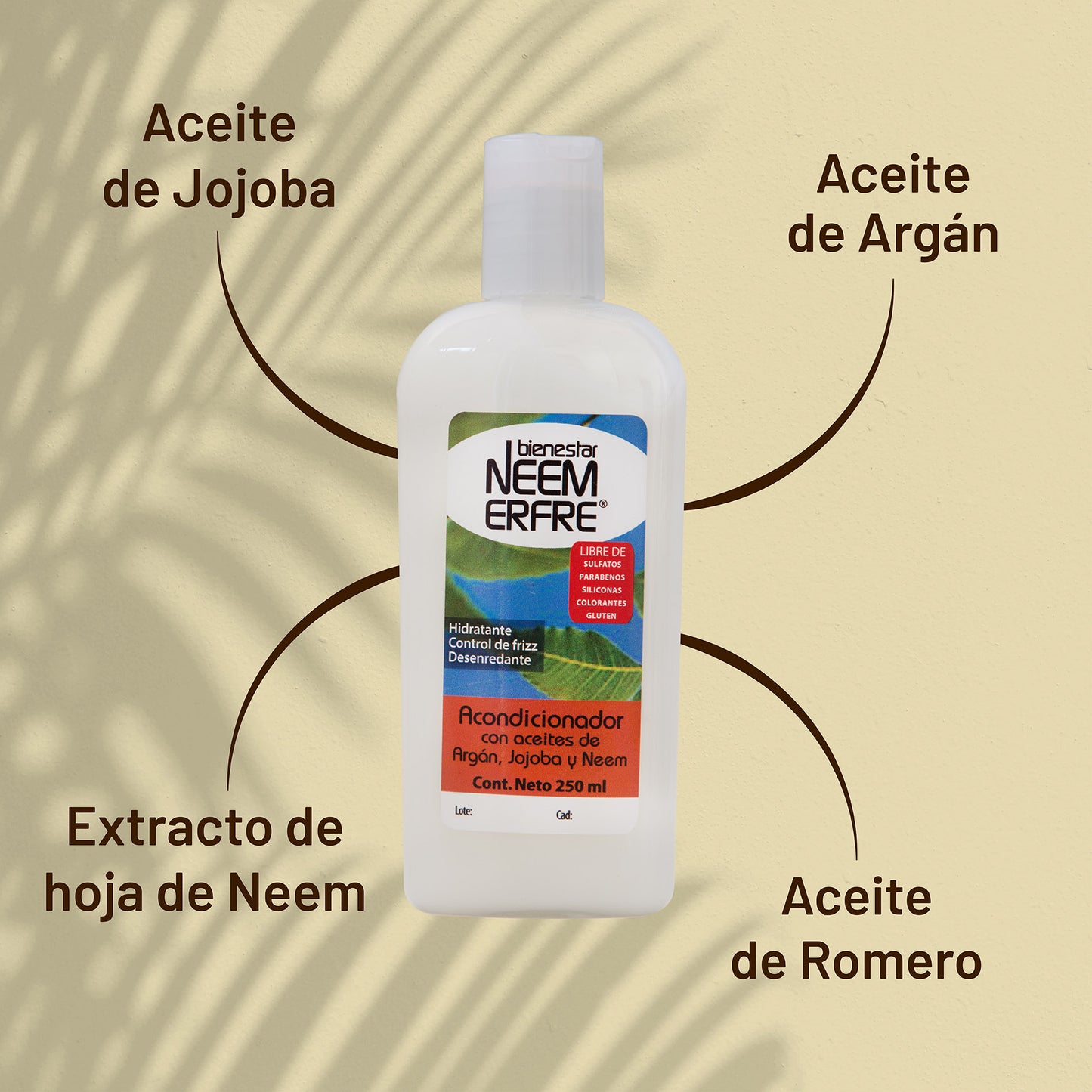Acondicionador natural con aceites de argán, jojoba Y neem