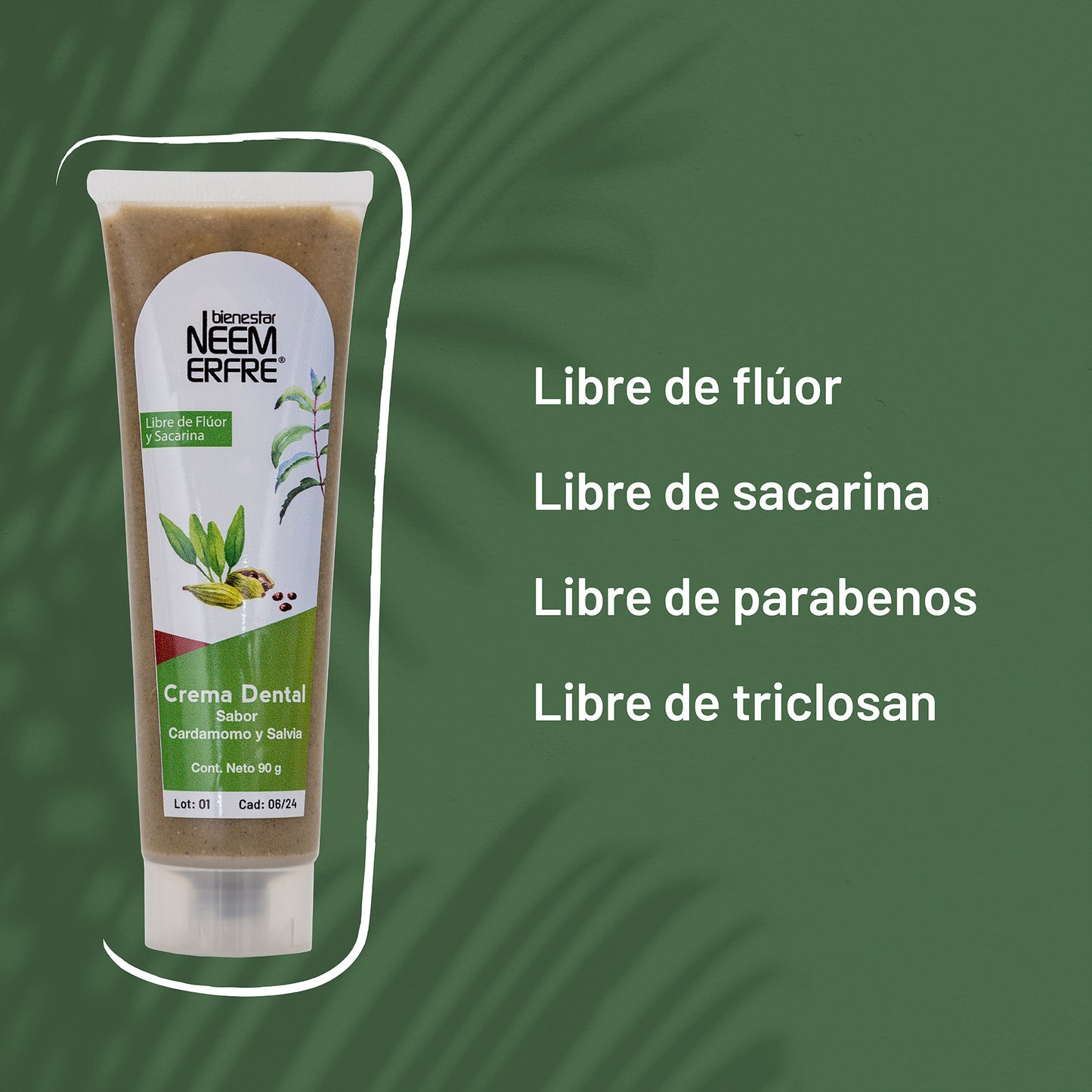 Crema dental artesanal sabor cardamomo