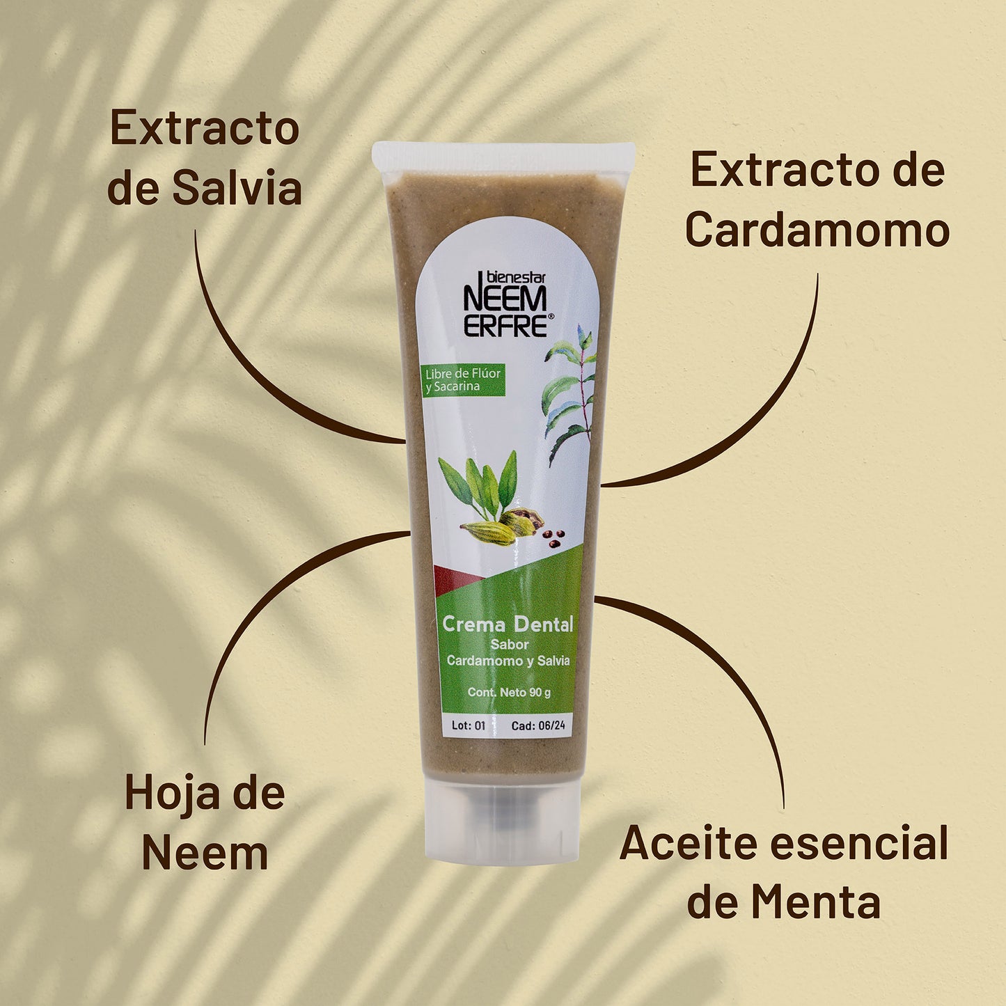 Crema dental artesanal sabor cardamomo