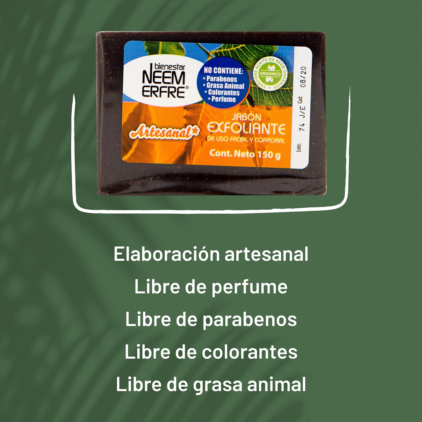 Jabón exfoliante de corteza de NEEM
