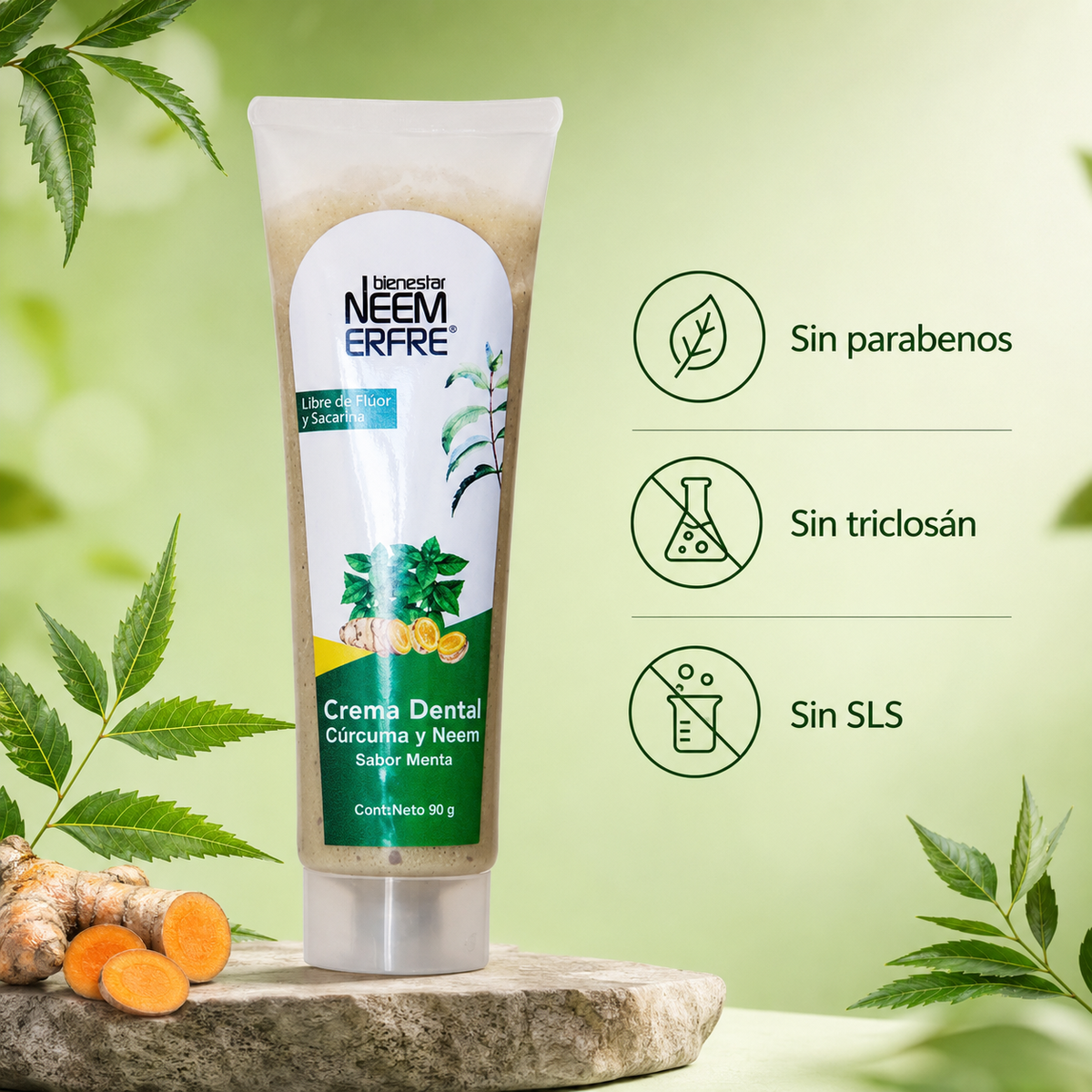 Crema dental de Menta + Cúrcuma