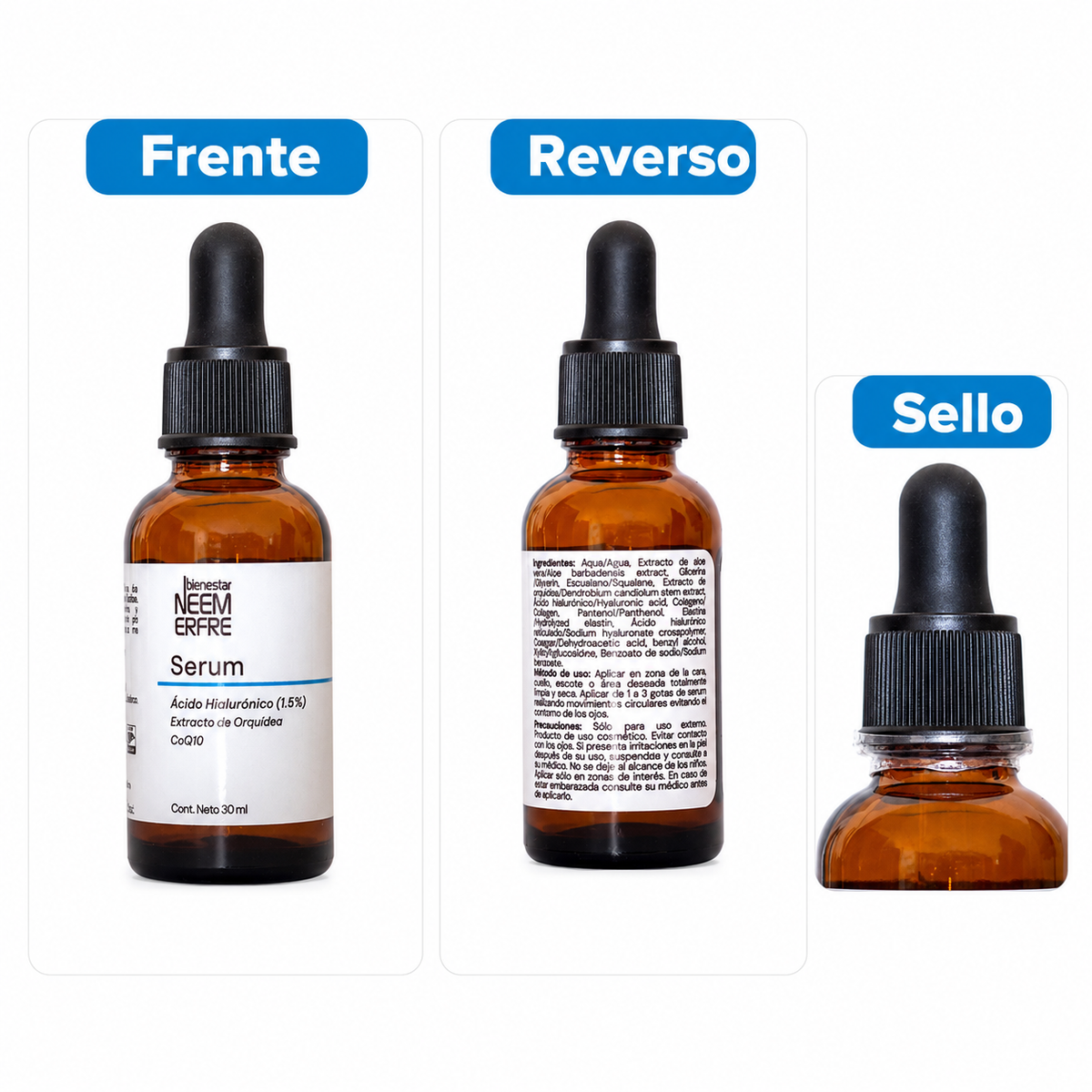 Serum de Ácido Hialurónico al 1.5% +  Coenzima Q10 + Escualano + extracto de orquídea