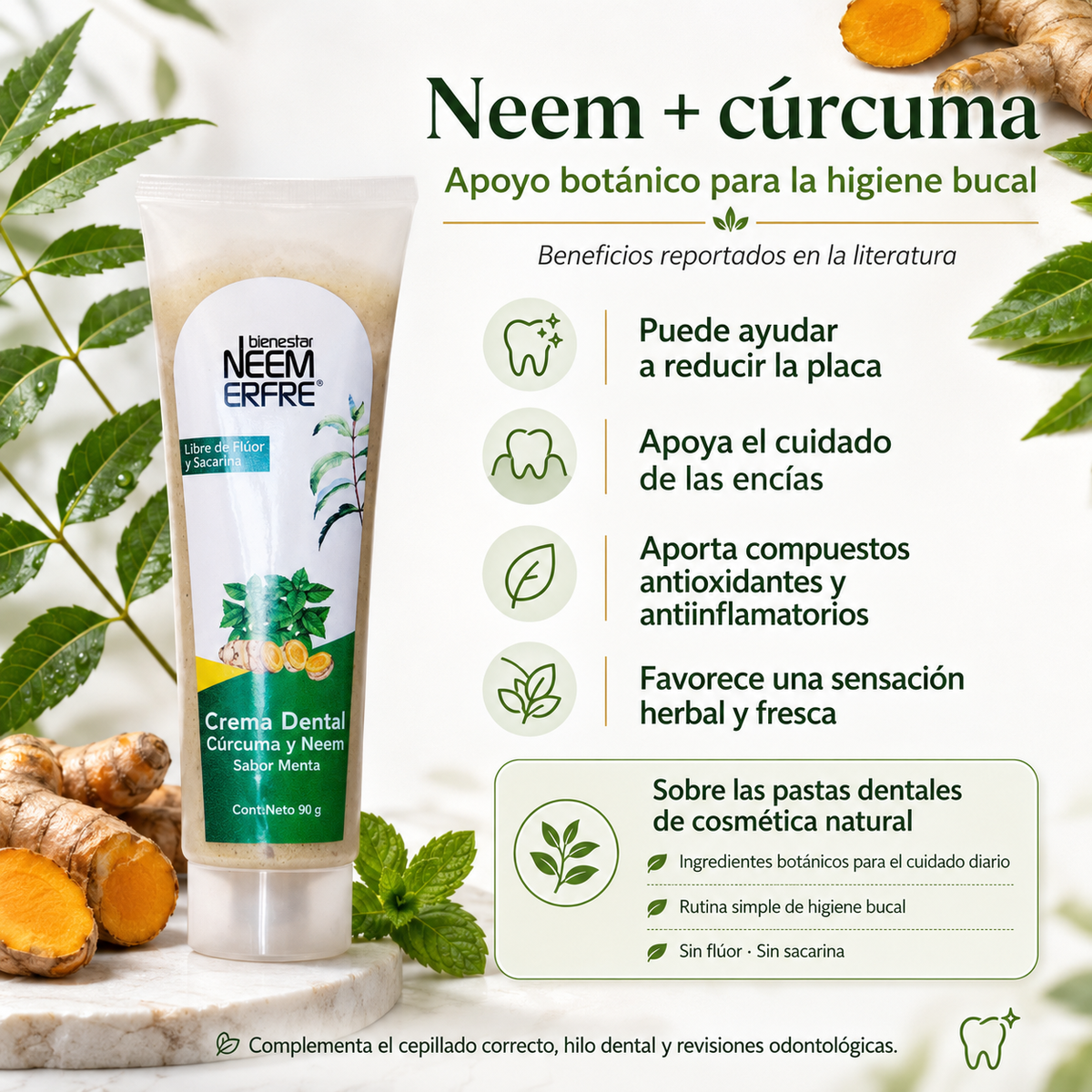 Crema dental de Menta + Cúrcuma