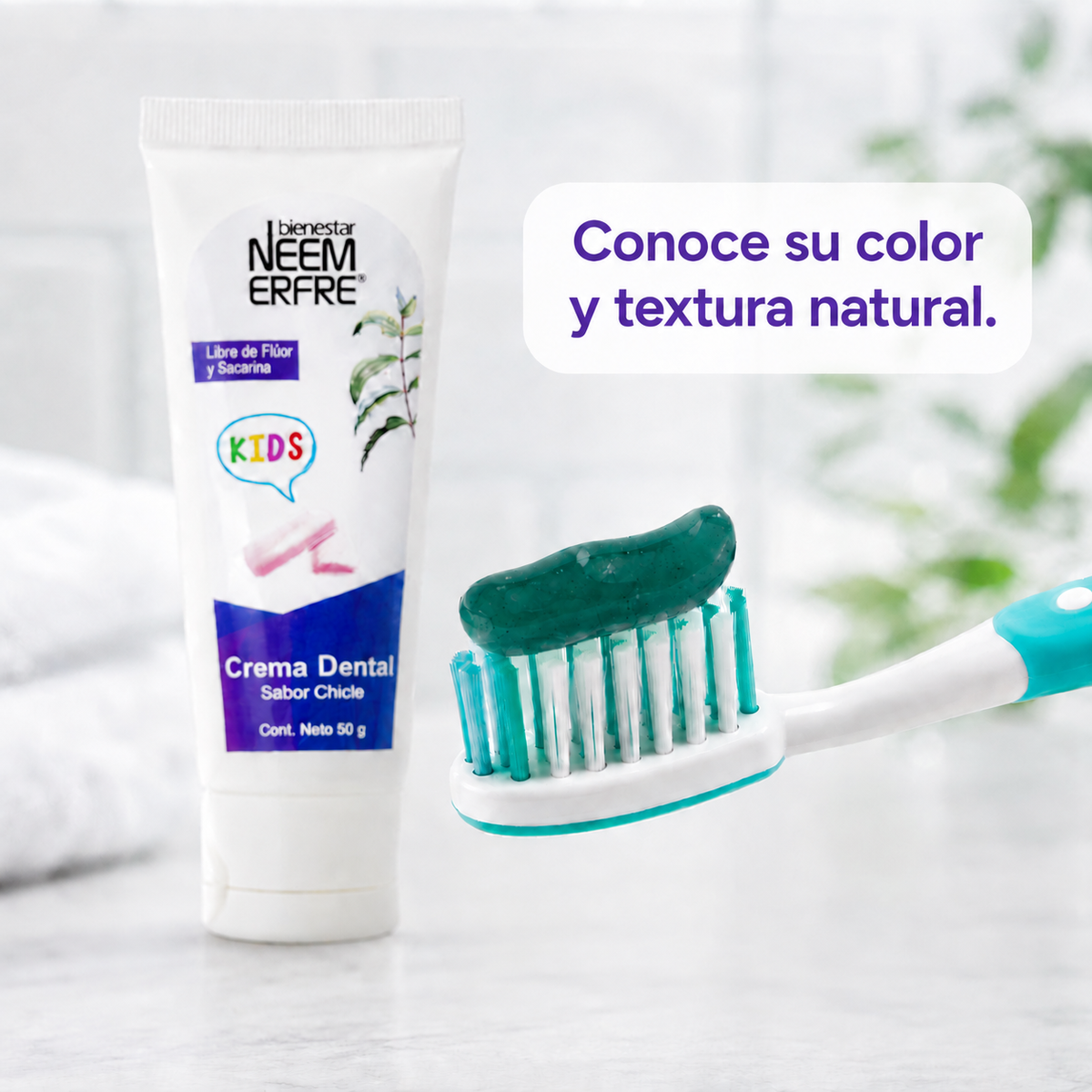 Crema dental infantil sabor chicle para niños