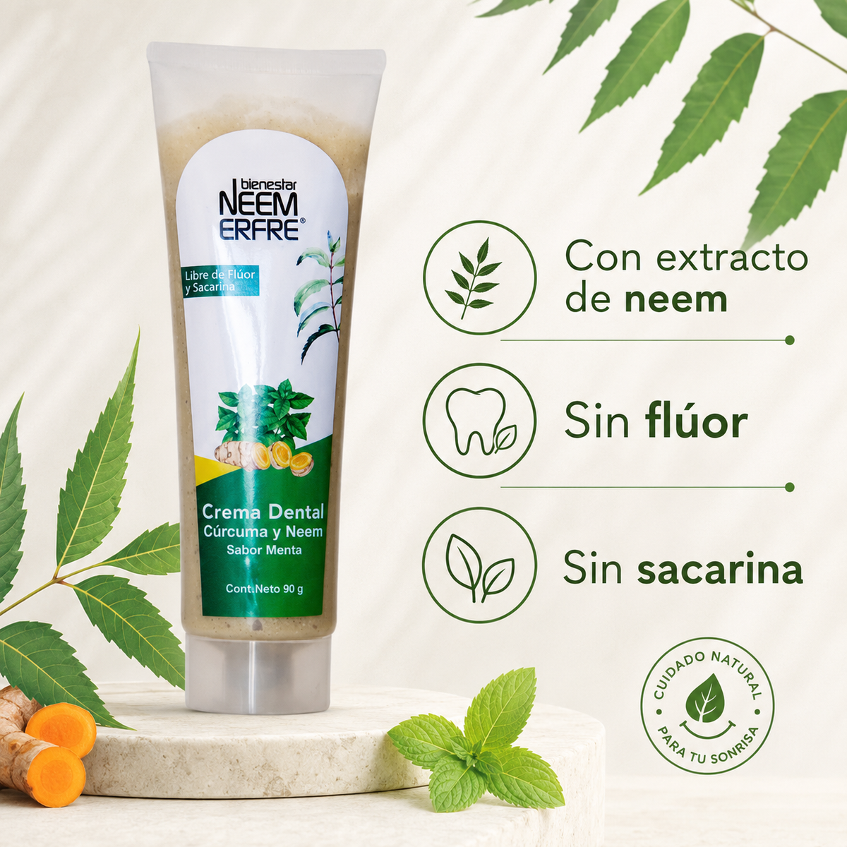 Crema dental de Menta + Cúrcuma