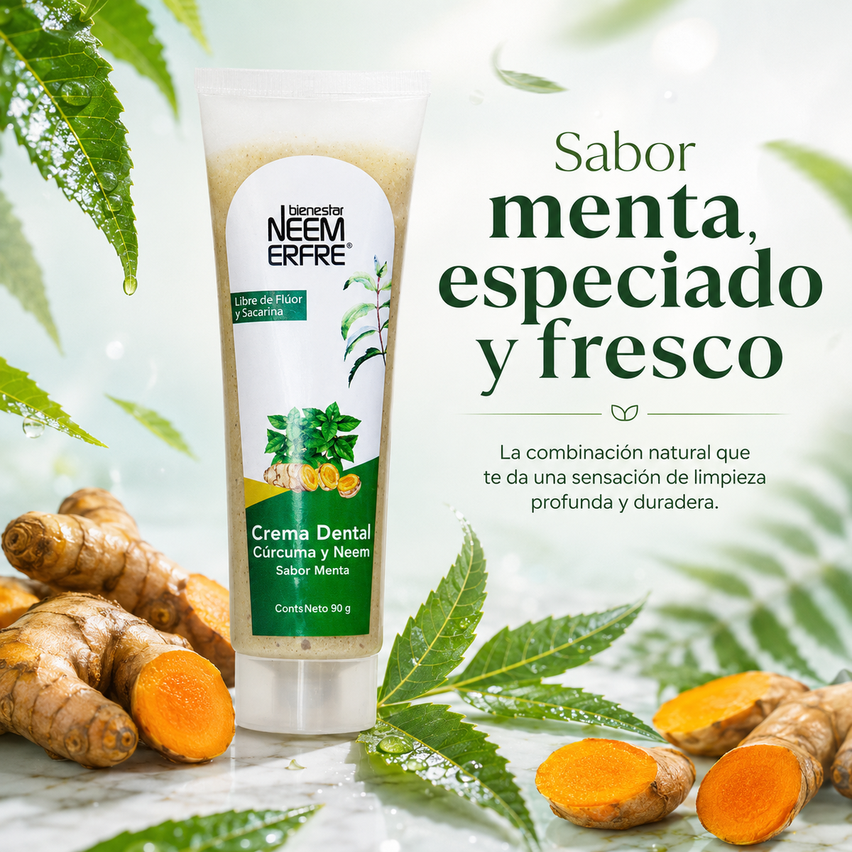 Crema dental de Menta + Cúrcuma