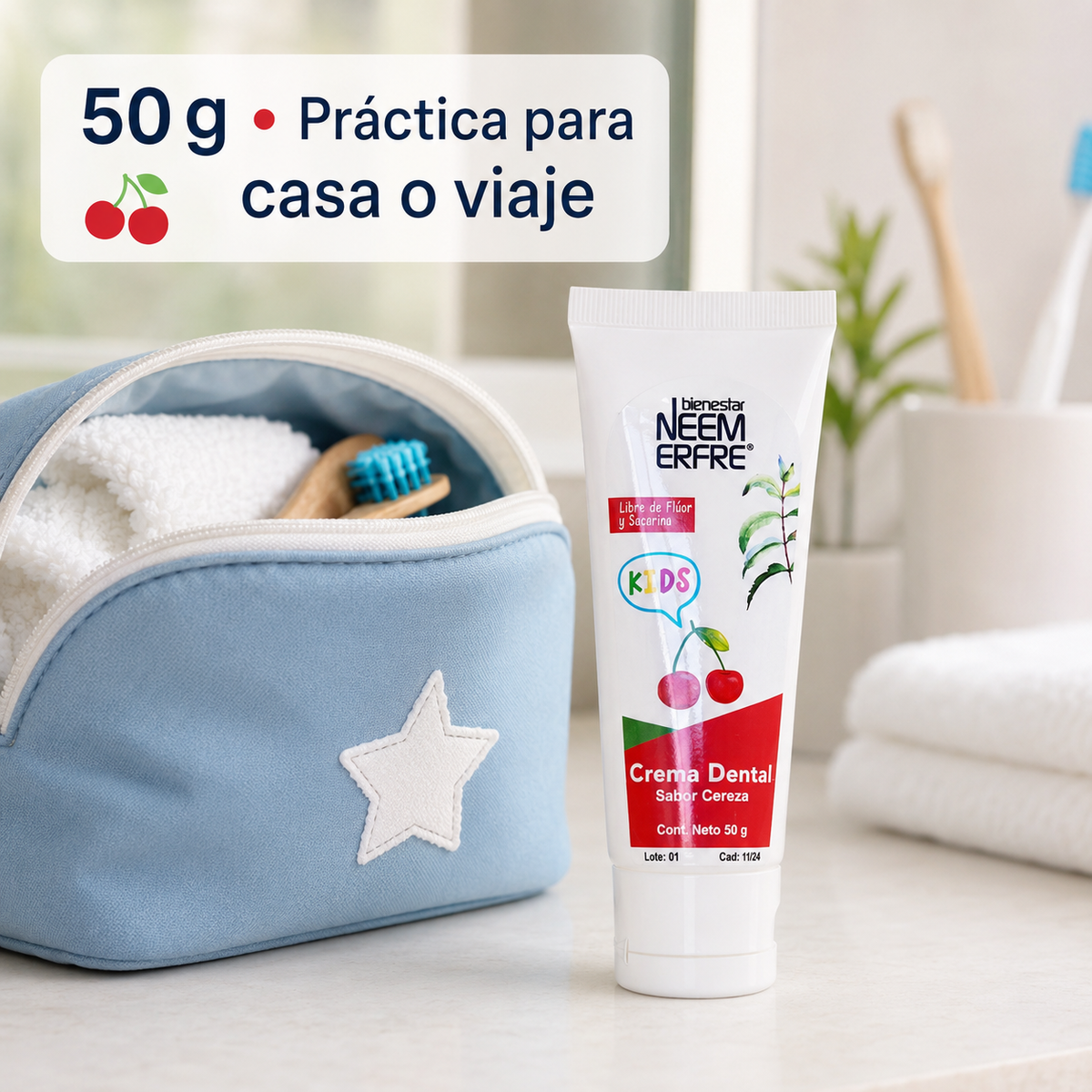 Crema dental infantil sabor cereza para niños