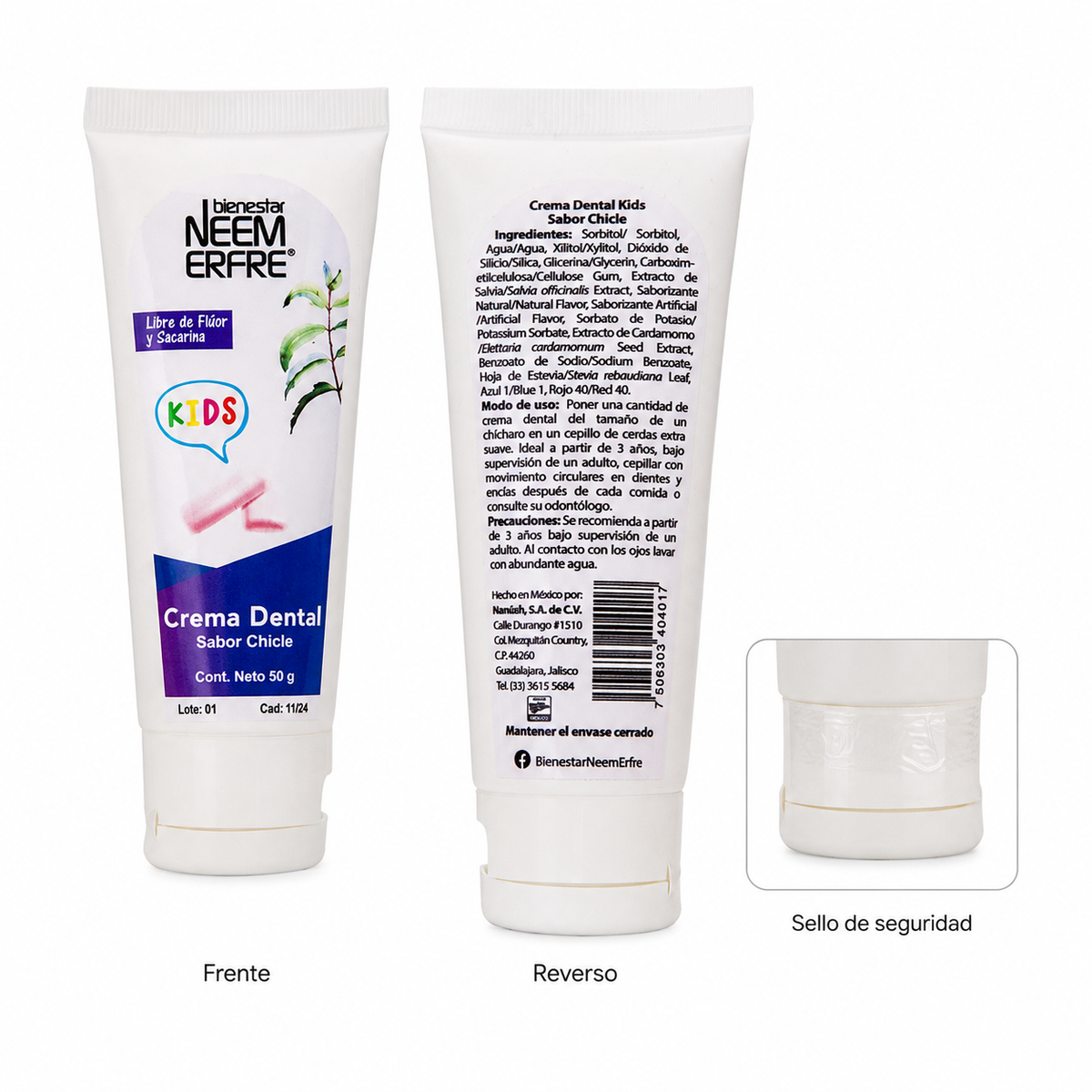 Crema dental infantil sabor chicle para niños