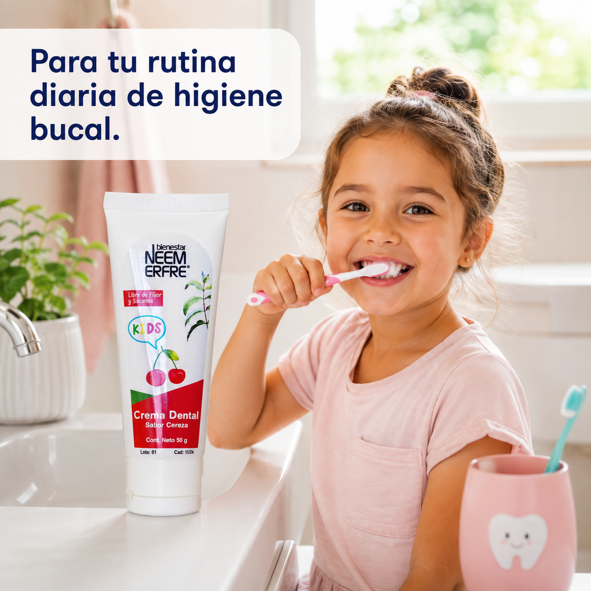 Crema dental infantil sabor cereza para niños